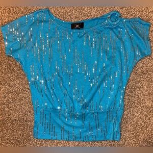 Stylish Blue Sequin shirt.